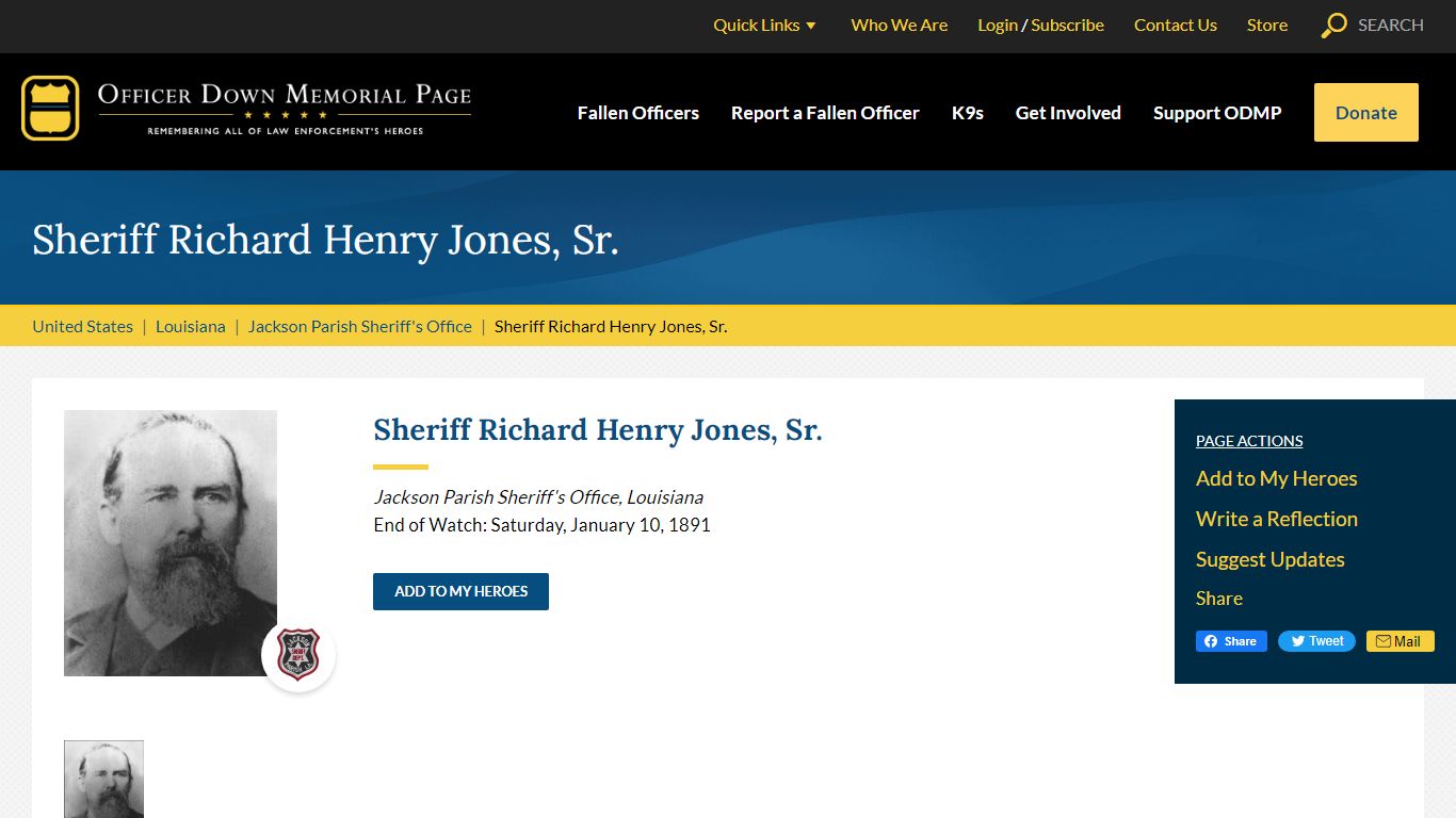 Sheriff Richard Henry Jones, Sr., Jackson Parish Sheriff's Office ...