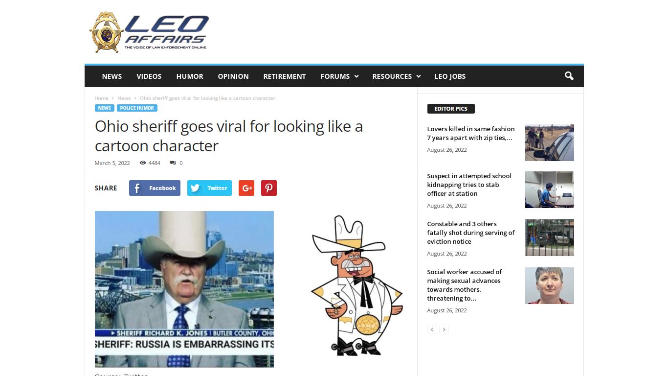 Ohio sheriff goes viral for looking like a cartoon character